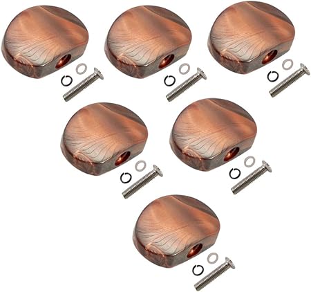 perfk 6本ギターチューニングペグチューナー マシンヘッドノブオーバルシェイプコーヒー - コーヒー色2, 23.5x15mm