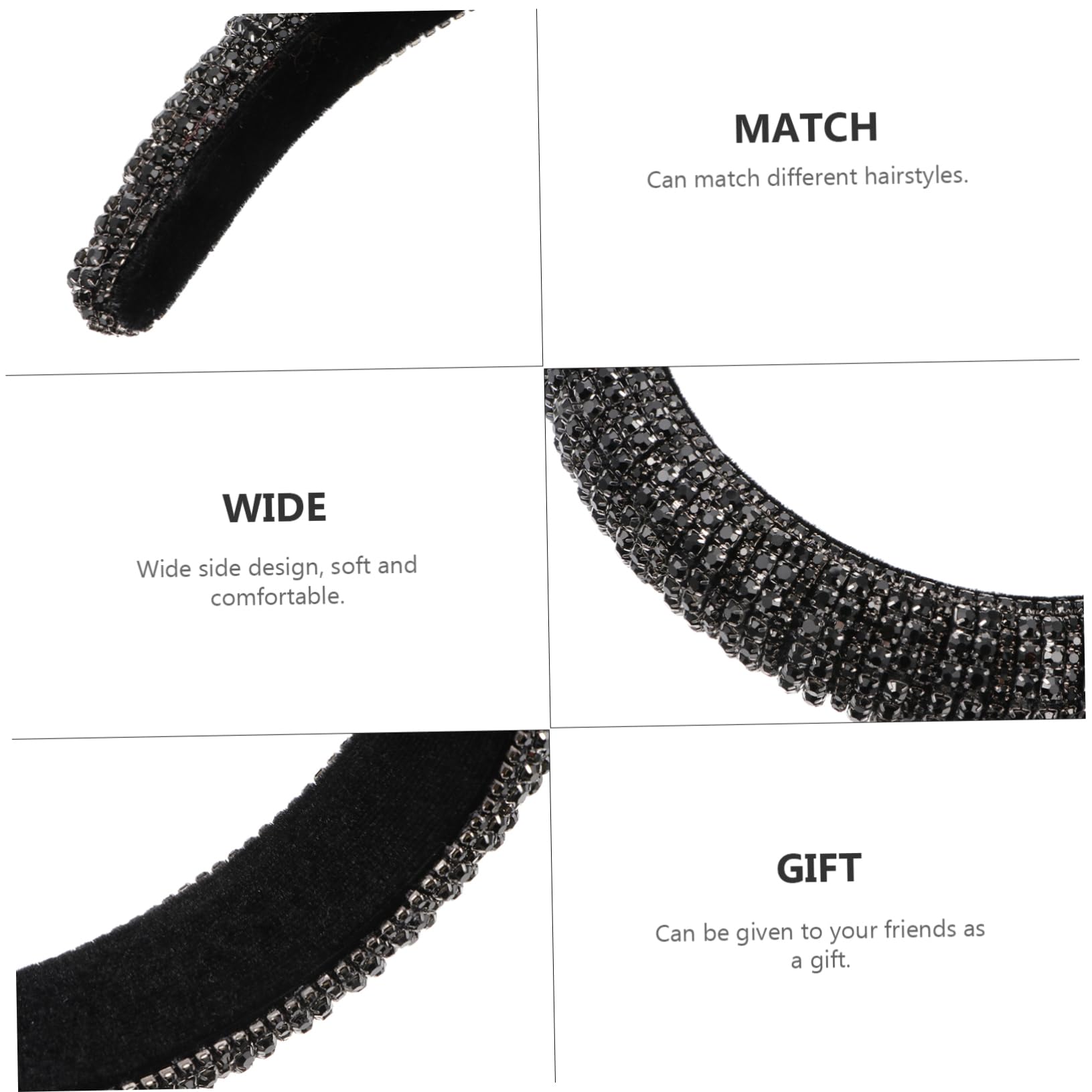 FRCOLOR 2piezas Diadema Ancha Acolchada Rhinestones Para Mujer Accesorio Elegante y Brillante Para Fiestas y Eventos Especiales