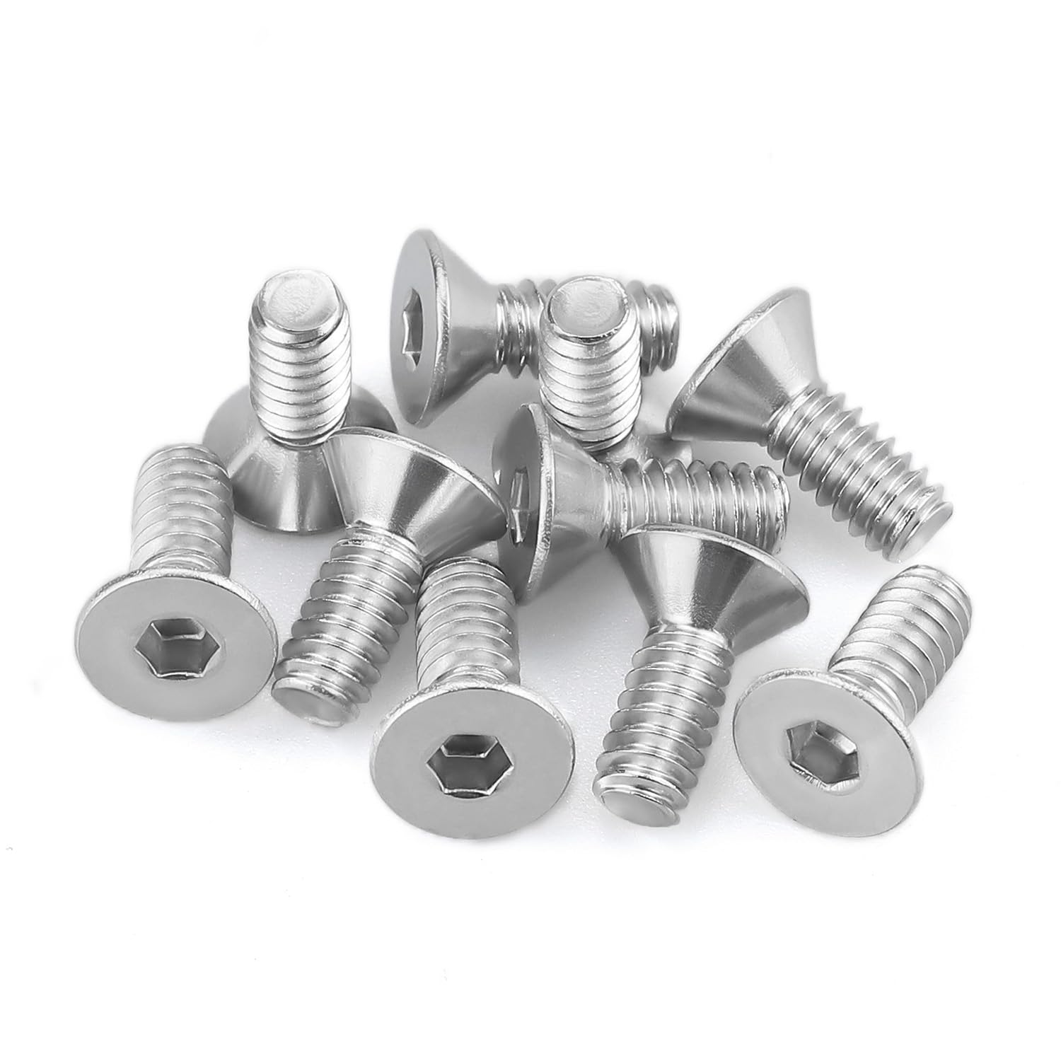 Photo 1 of #10-32 x 1/2" Flat Countersunk Head Socket Cap Screws, 304 Stainless Steel 18-8 SS, Full Machine Thread Coverage, Allen Hex Drive, 50 PCS