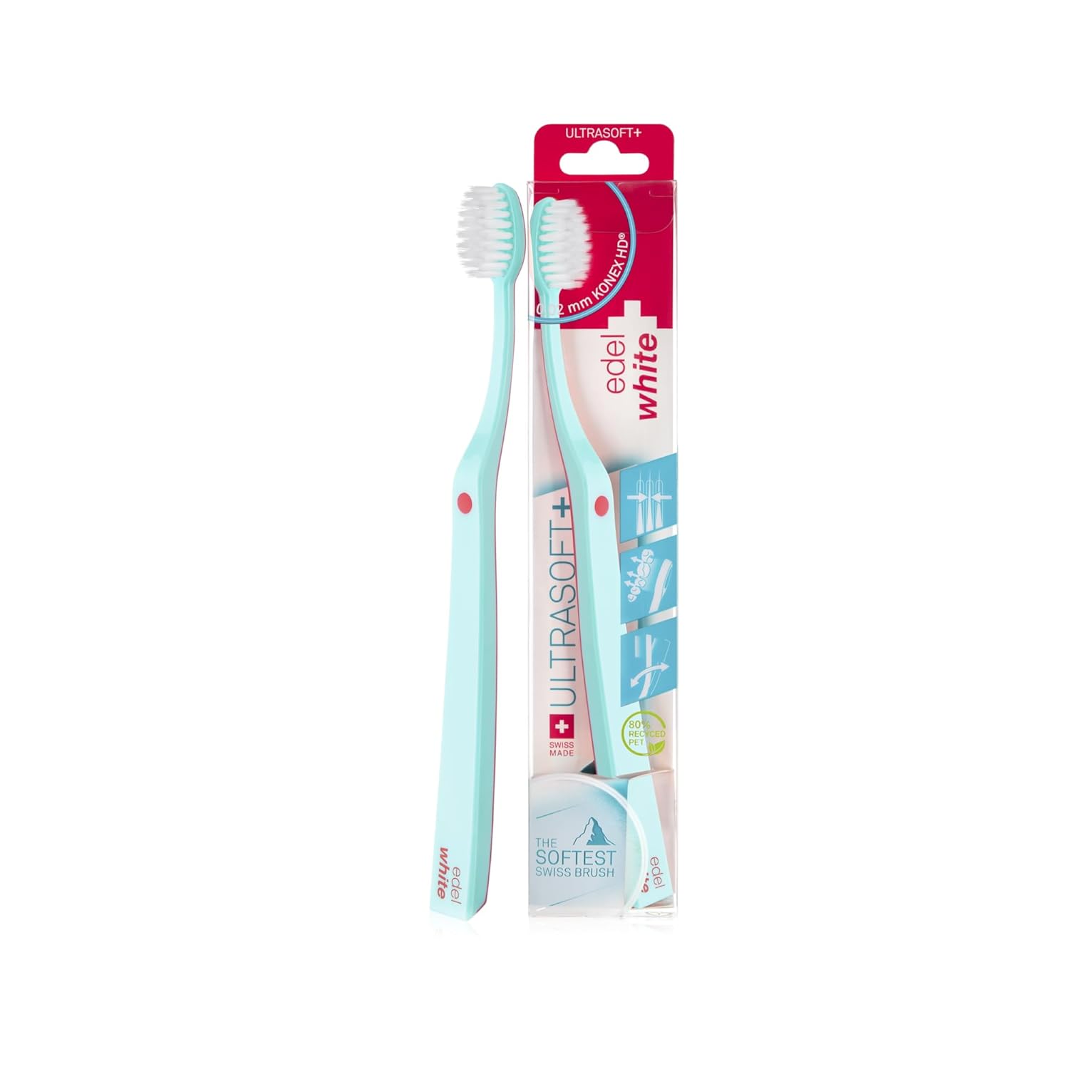 edel white Ultra-Soft Swiss-Made Toothbrush for Adults Extra Soft for Sensitive Gums Super Soft Bristle Design