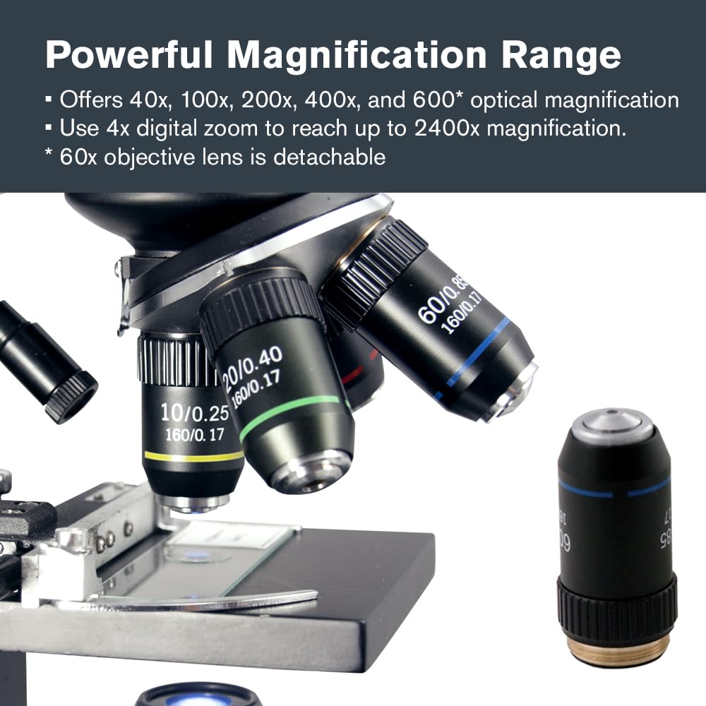 Celestron 44348 PentaView LCD Microscopio digitale, Ingrandimento 40x-60x, Nero/Argento
