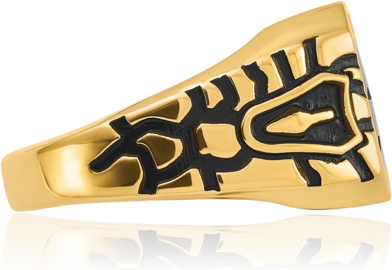 IceCarats 10K Solid Yellow Gold Mens Vintage Simulated Blue Spinel Master Mason Signet Freemason Masonic Ring - Image 7