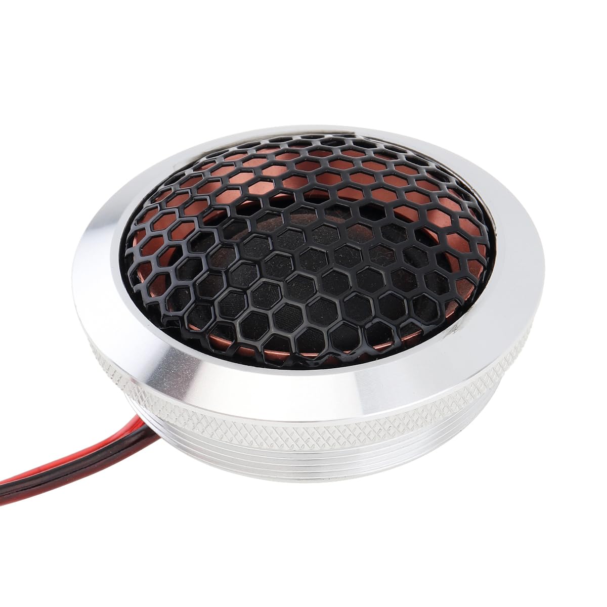 Tweeters de cúpula de seda, 2 unidades de 1.5 pulgadas 250 W T25 de aleación de aluminio de alta eficiencia Mini altavoces para sistema de audio de coche, color plateado