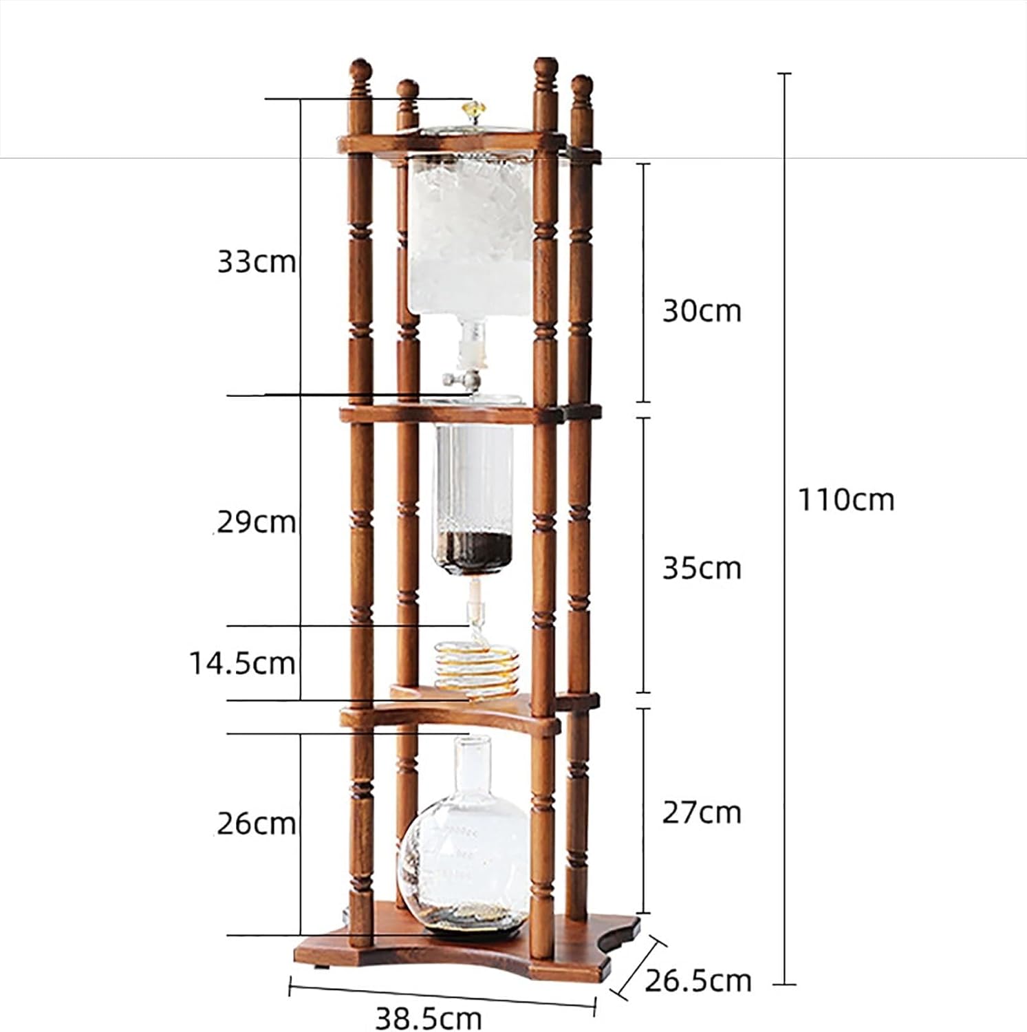 Cold Brew Drip Tower, Iced Coffee Maker, Large Capacity Household Ice Brew Coffee Machine, Retro Handcrafted Design