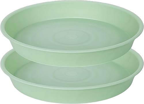 Miniatura 18 de Paquete 4 platos 16 pulgadas para plantas, bandejas redondas resistentes para macetas, recipientes de baño para pájaros, bandeja de plástico