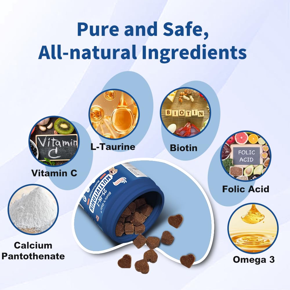 Biotic's Gain Dog Multivitamins, 25 in 1 Complete Care, 120 Soft Chews, Chicken Flavour - Image 2