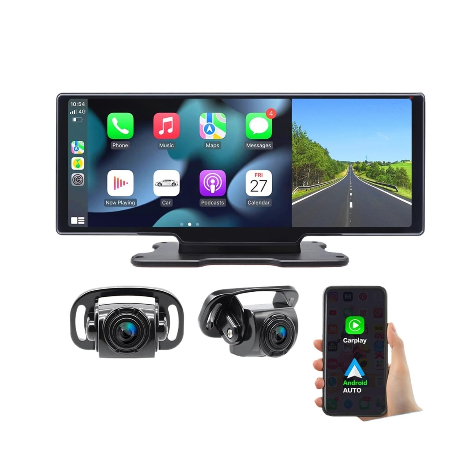 10.26 Inch Cam Rear View Mirror Monitor Wireless DVR GPS Navigation For Truck RV(Asia)