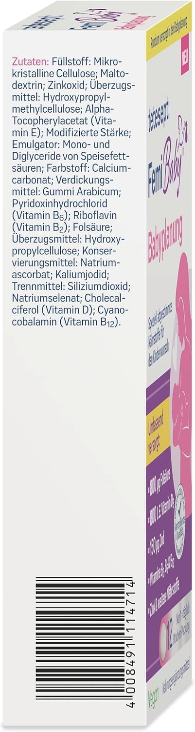tetesept Femi Baby® Babyplanung 1 x 84 Tabletten – Nahrungsergänzungsmittel für die Frau zur Unterstützung bei Kinderwunsch – Spezielle Nährstoffe mit Folsäure, vegan