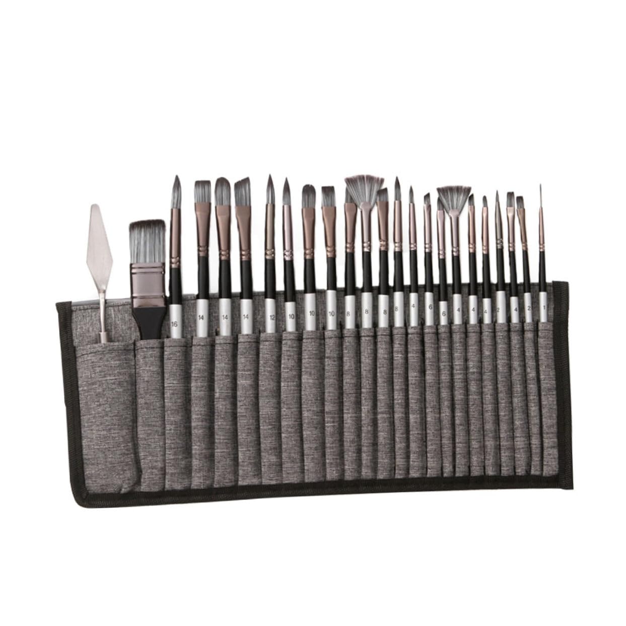 SEWACC Ensemble de 24 Pinceaux en Nylon avec Paquet pour Peinture à l'huile et Aquarelle, Poils Résistants et Forme Simple, pour Dessin Artistique