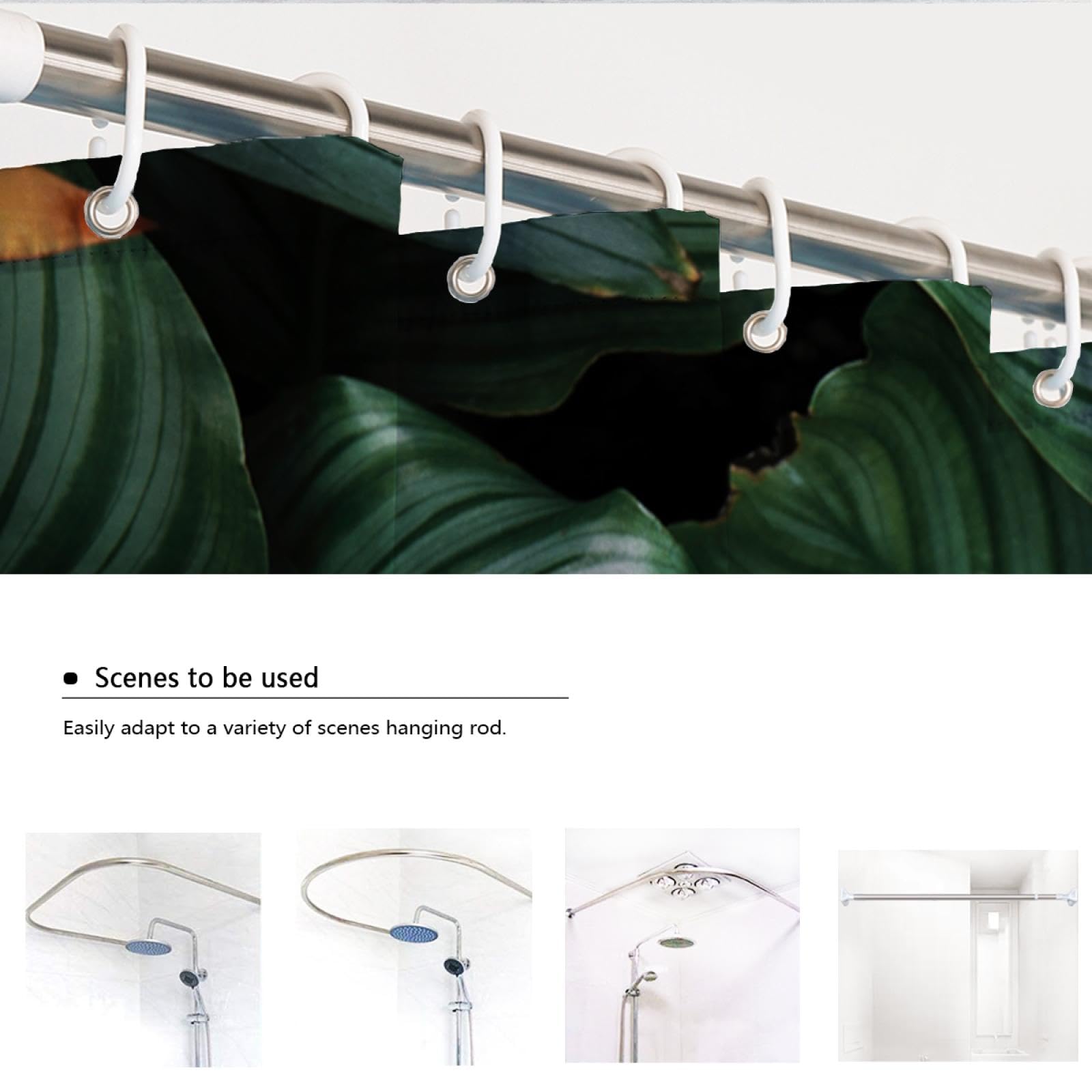 Cortina de Ducha de Hojas de Plantas Tropicales para Baño Monstera Verde Juego de Cortina de Ducha de Tela Impermeable con Ganchos Extra Largos Lavables 200 x 220 cm