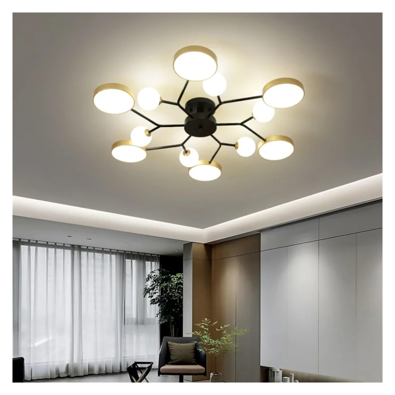 Lustre LED de salon haut de gamme suspension design or 12 têtes G9