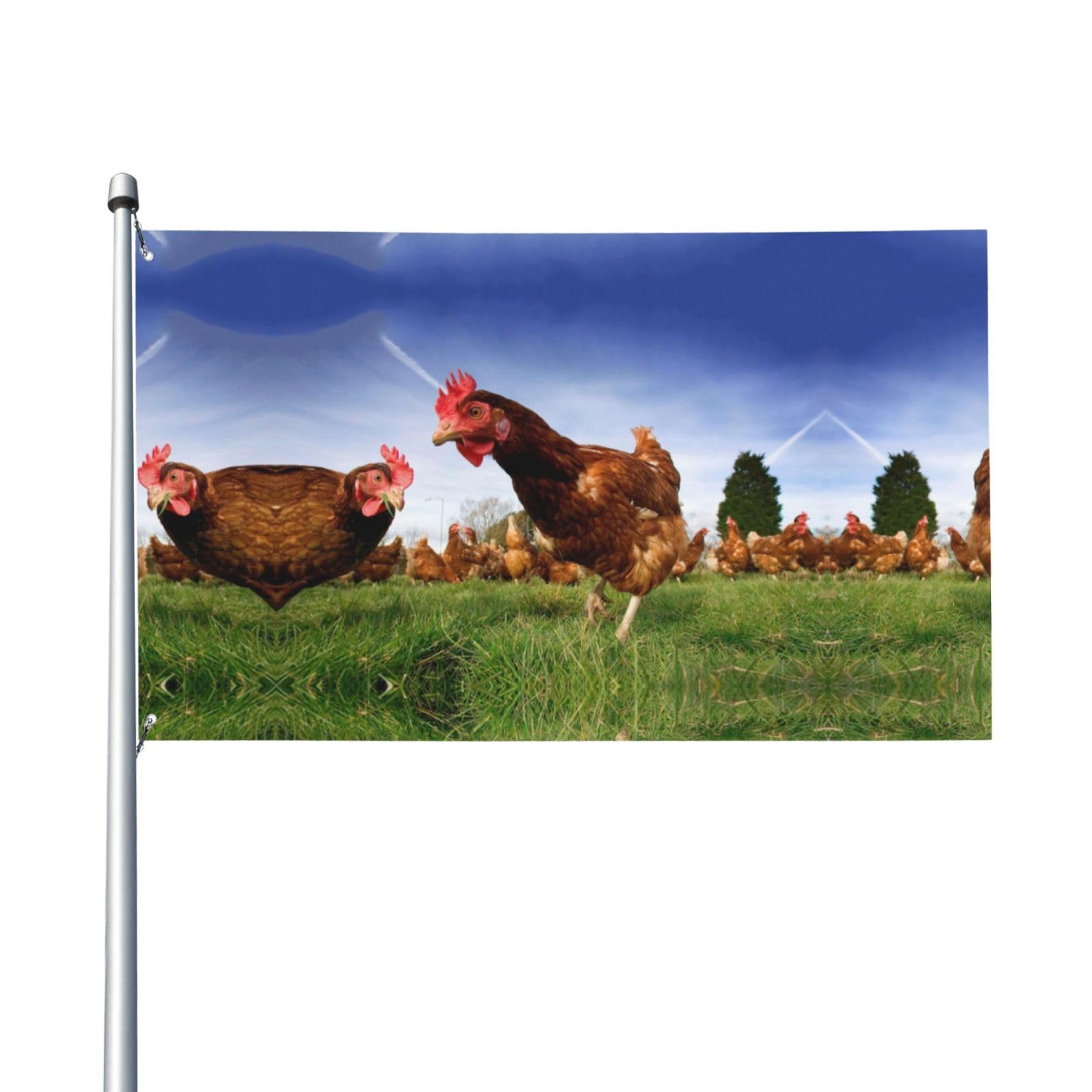 Gartenflagge 3x5 Fuß – 'Hühner Im Sommer' Design, Rustikal, Aus Wetterfestem Polyester, Für Innen & Außen