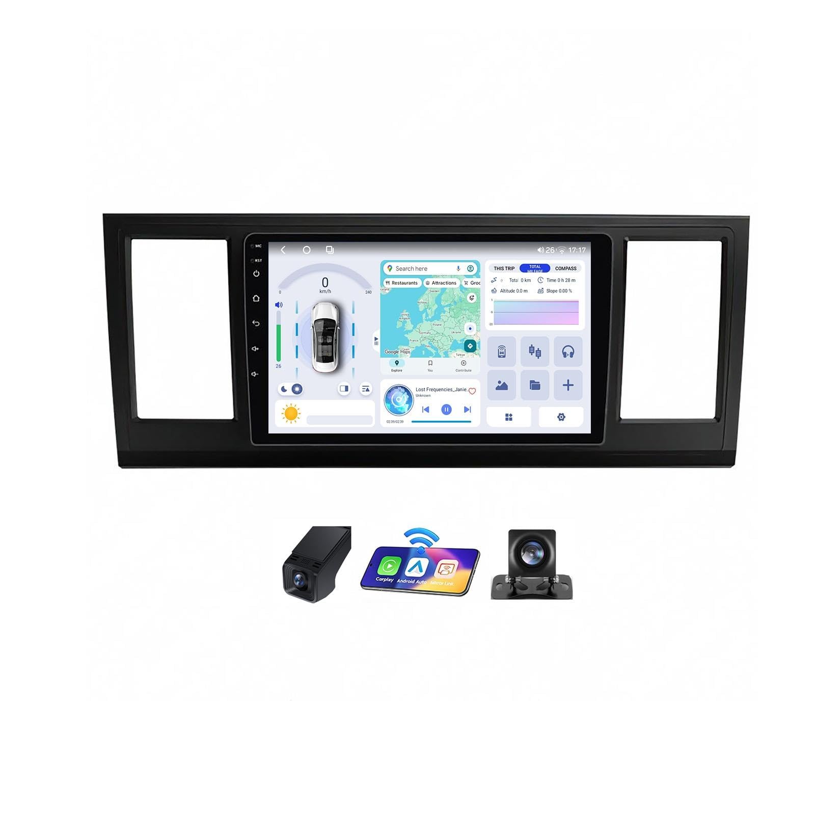 Android 14 Autoradio Double Din per Volkswagen Caravelle 6 2015-2020, Schermo QLED 2K HD 9 Pollici Lettore Multimediale Auto, Carplay Wireless/FM AM DAB+, RDS SWC/DVR & CAM(X20pro)