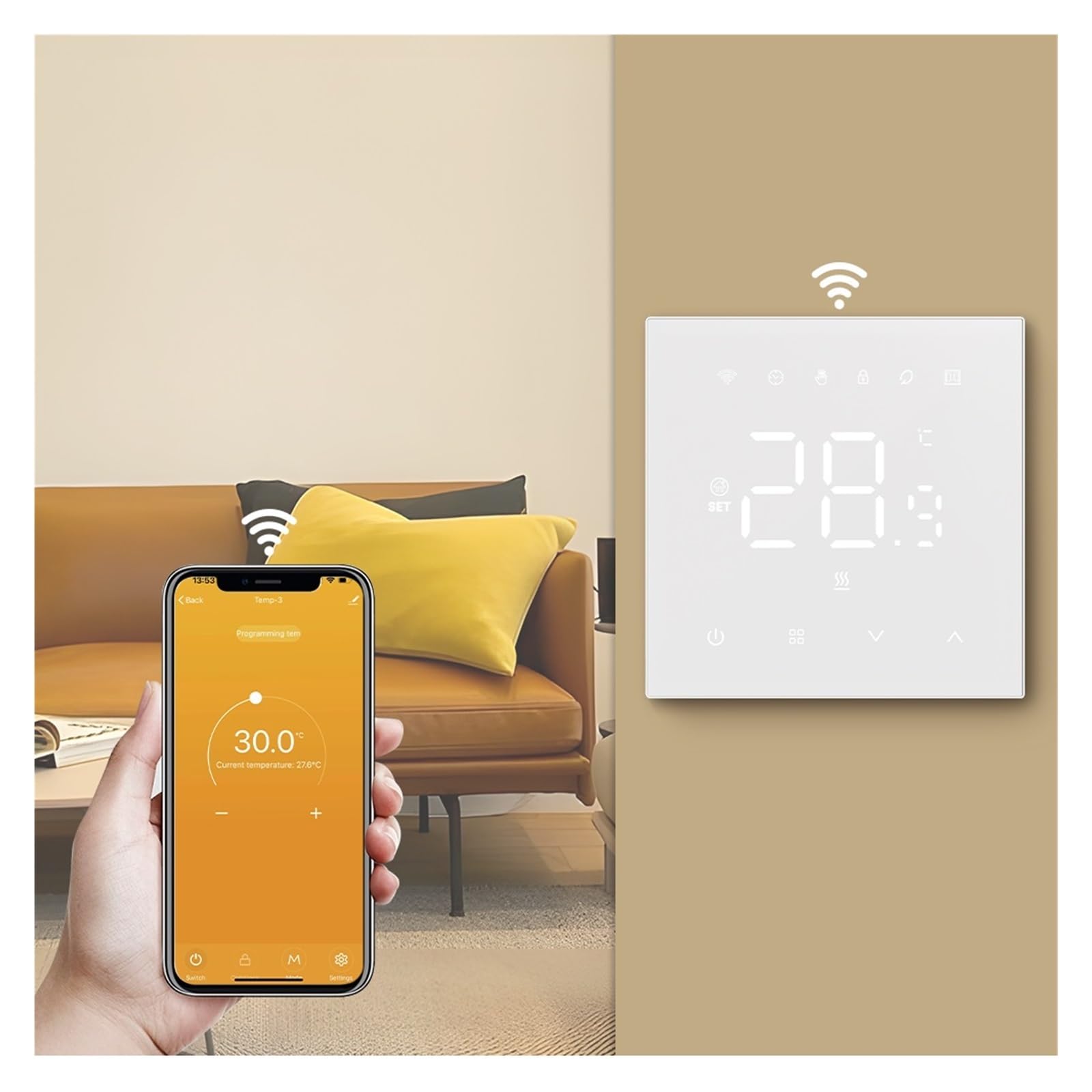 Termostato inteligente, Termostato Tuya for hogar intelinte, calefacción eléctrica, caldera de Gas por suelo cálido, controlador de temperatura LED Digital(3A Gas Boiler-Black)