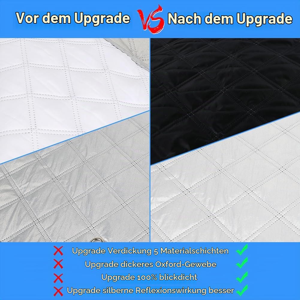 Sonnenschutz Auto Frontscheibe Ersatz für VW T5 T6 Kombi, Thermomatte | 6PCS Verdunkelung Windschutzscheiben Schutz Set, Internes Thermisches Jalousie Fenster Set mit Aufbewahrungsbeutel