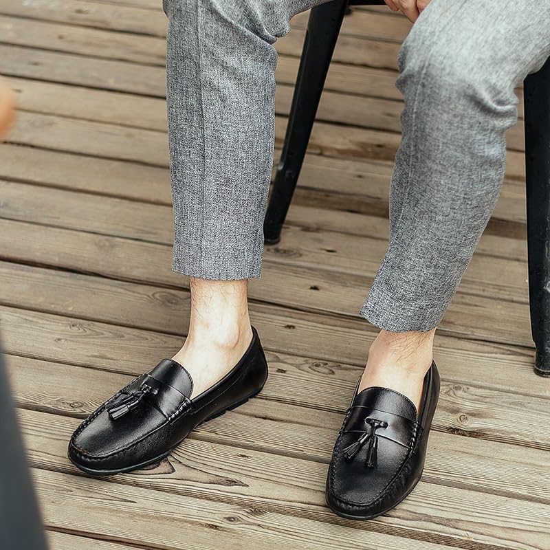 Men's Casual Loafers Slip On Leather Shoes Classic Moccasins Dress Shoes3