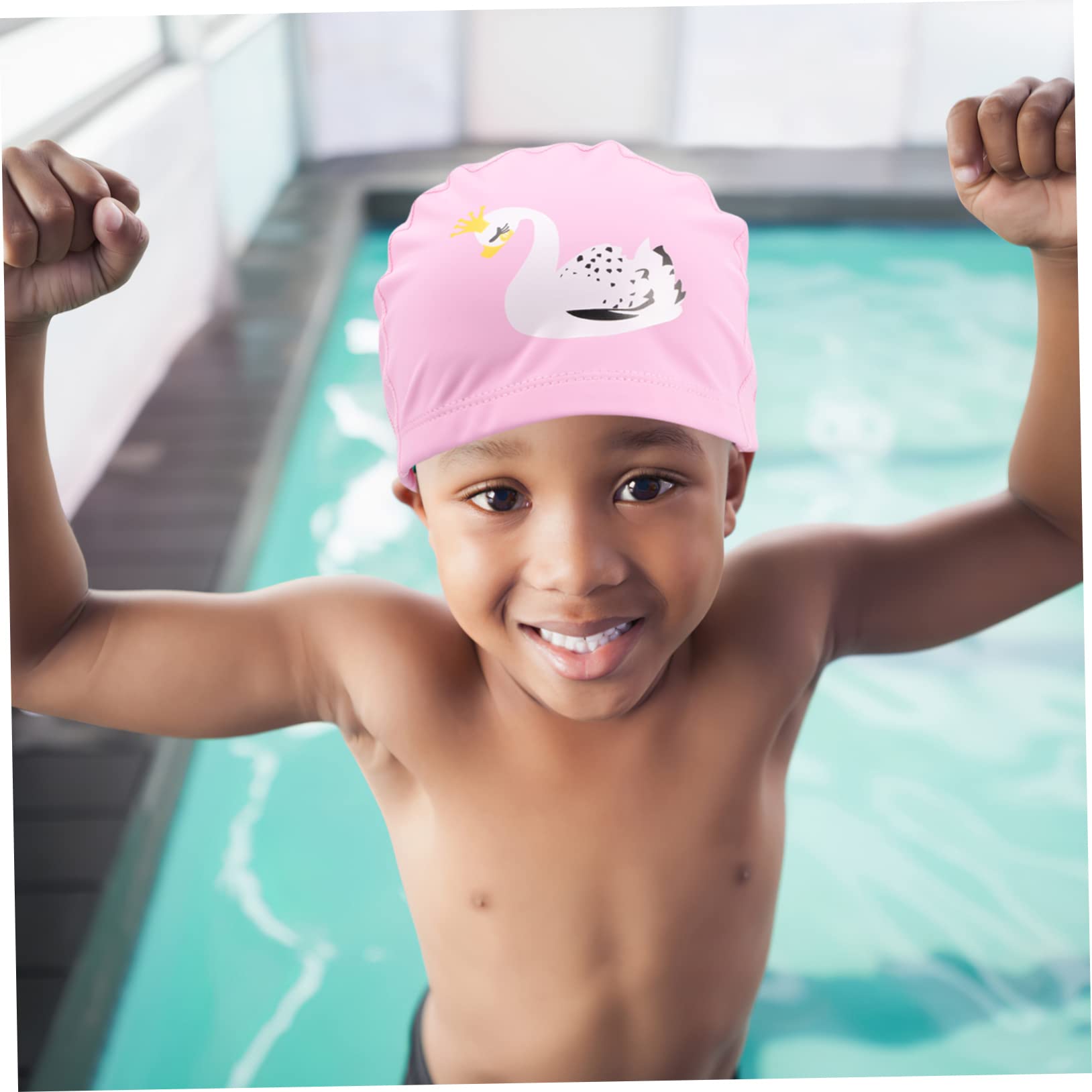 Yardwe 5pièces Bonnet De Natation Garçon Fille PVC Chapeau Élastique Anti-Glisse des Cheveux pour Garçons Et Filles pour Piscine Et Plage Cartoon Confortable Cygne