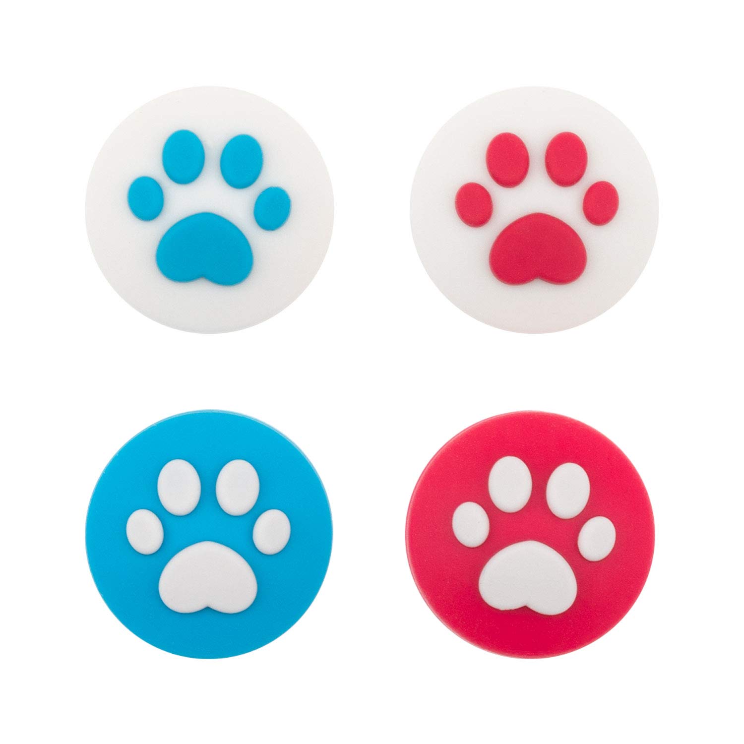 GeekShare 4PCS Silicone Cat Paw Joy Con Thumb Grip Set-Nintendo Cover Analog Thumb Stick Grips-Joystick Button Caps for Switch and Switch Lite Controller(Red & Blue)