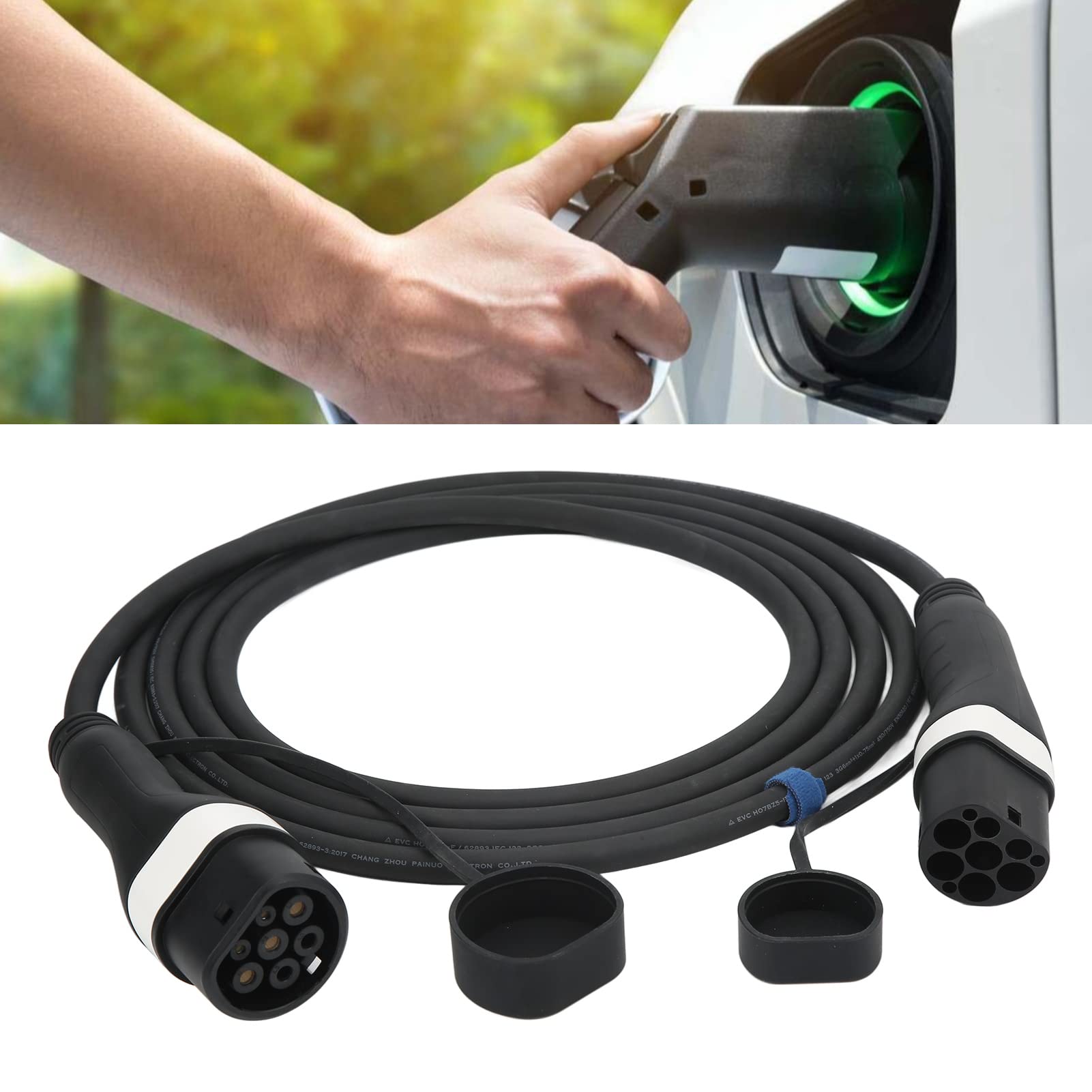 Yctze Wtyczka ładowarki Pojazdu Elektrycznego Typu 2 do Typu 2, Kabel ładujący 16 A i Mocy 3,6 KW, długość Przewodu 5 M do Samochodów Elektrycznych i Hybrydowych, wodoodporność IP65