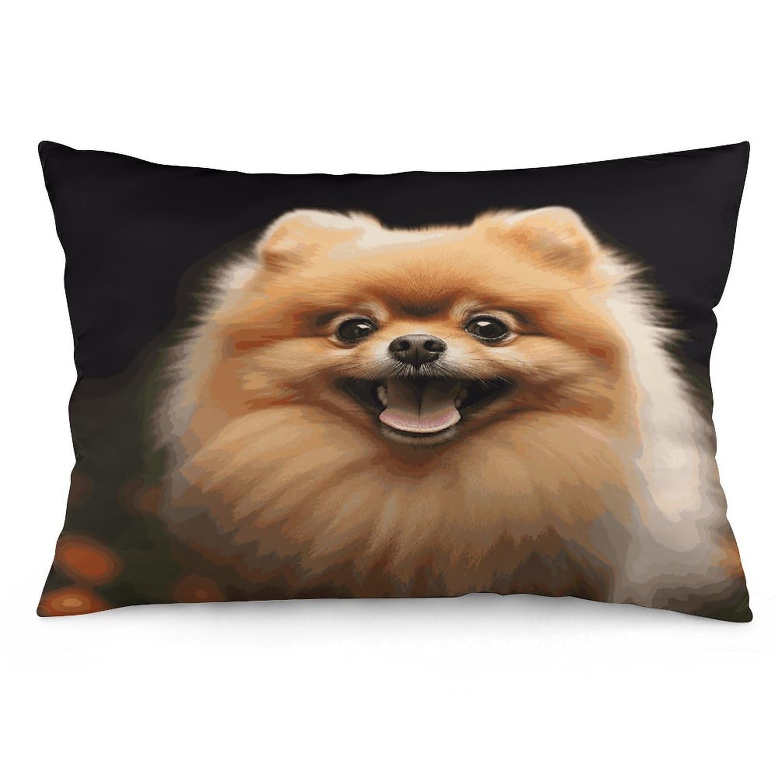 Pomeranian Throw Pillow Covers with Silent Zipper Polyester Pillow Protectors Removable Pillow Cases Soft Pillowcase Cozy Pillow Sham Cushion Cover for Sofa Car Bed 12 "x20