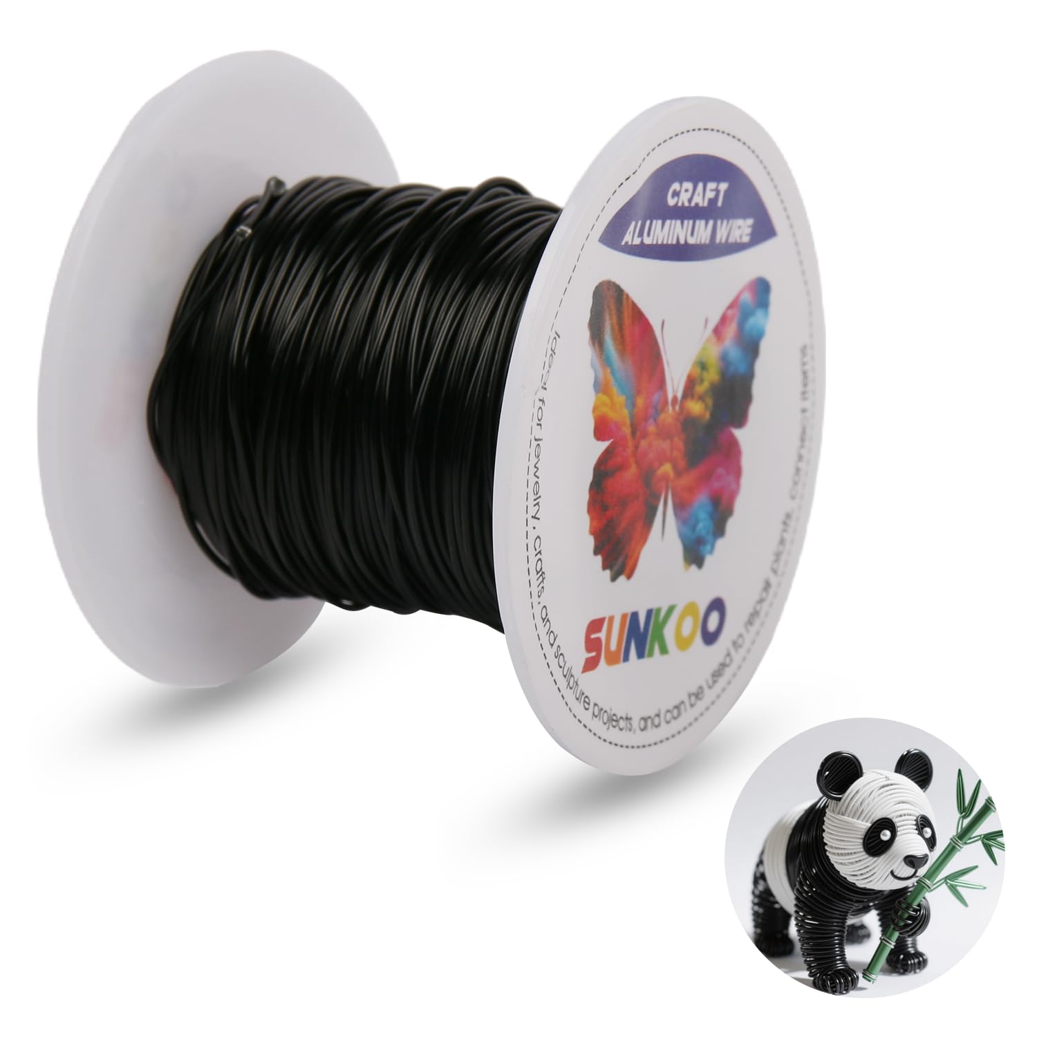 Sunkoo 20 Gauge 0.8mm Black Aluminium Craft Wire,98.4Ft Bendable Wire for Jewellery Making Sculpting, Floristry, Armature