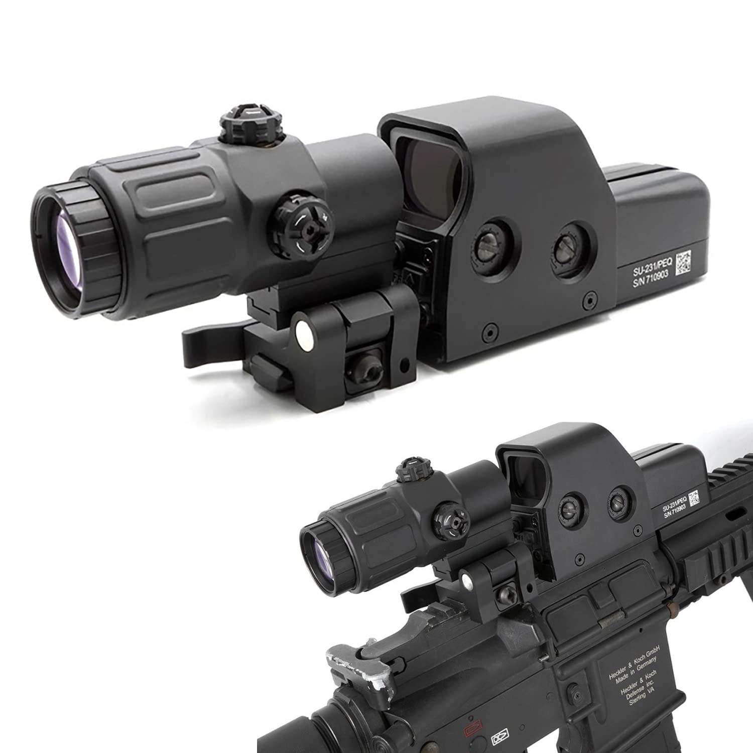 553 puntino olografico rosso verde e lente d'ingrandimento G33 3X con interruttore laterale rapido staccabile Mount Combo, sgancio rapido, vista di riflessione ottica, alluminio CNC