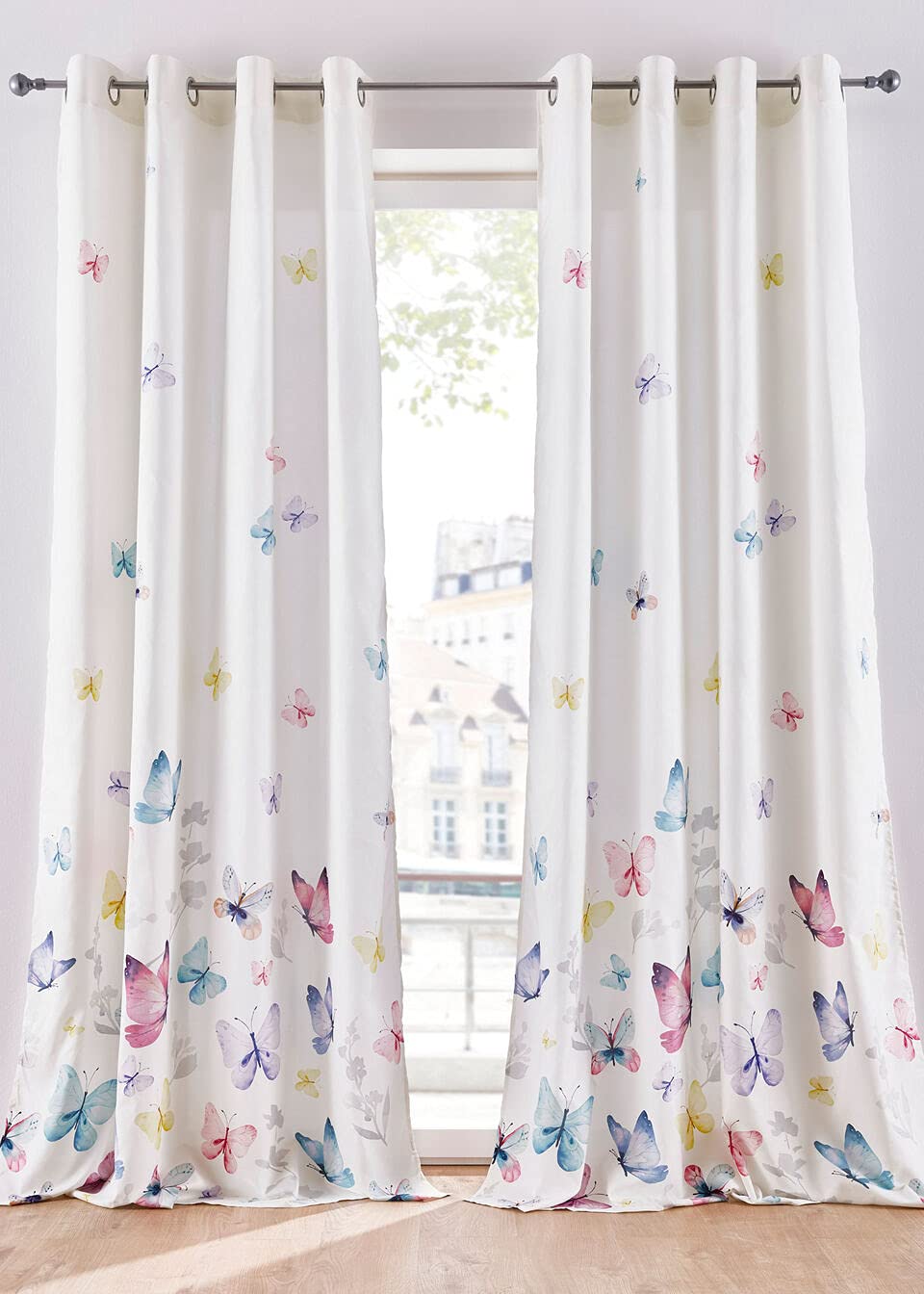 K30 3D Butterflies Design Digital Printed Polyester Fabric Curtains for Bed Room Kids Room Living Room Color White Window/Door/Long Door (D.N. 652) (1, 4 x 7 Feet (Size ; 48 x 84 Inch) Door)-image-22
