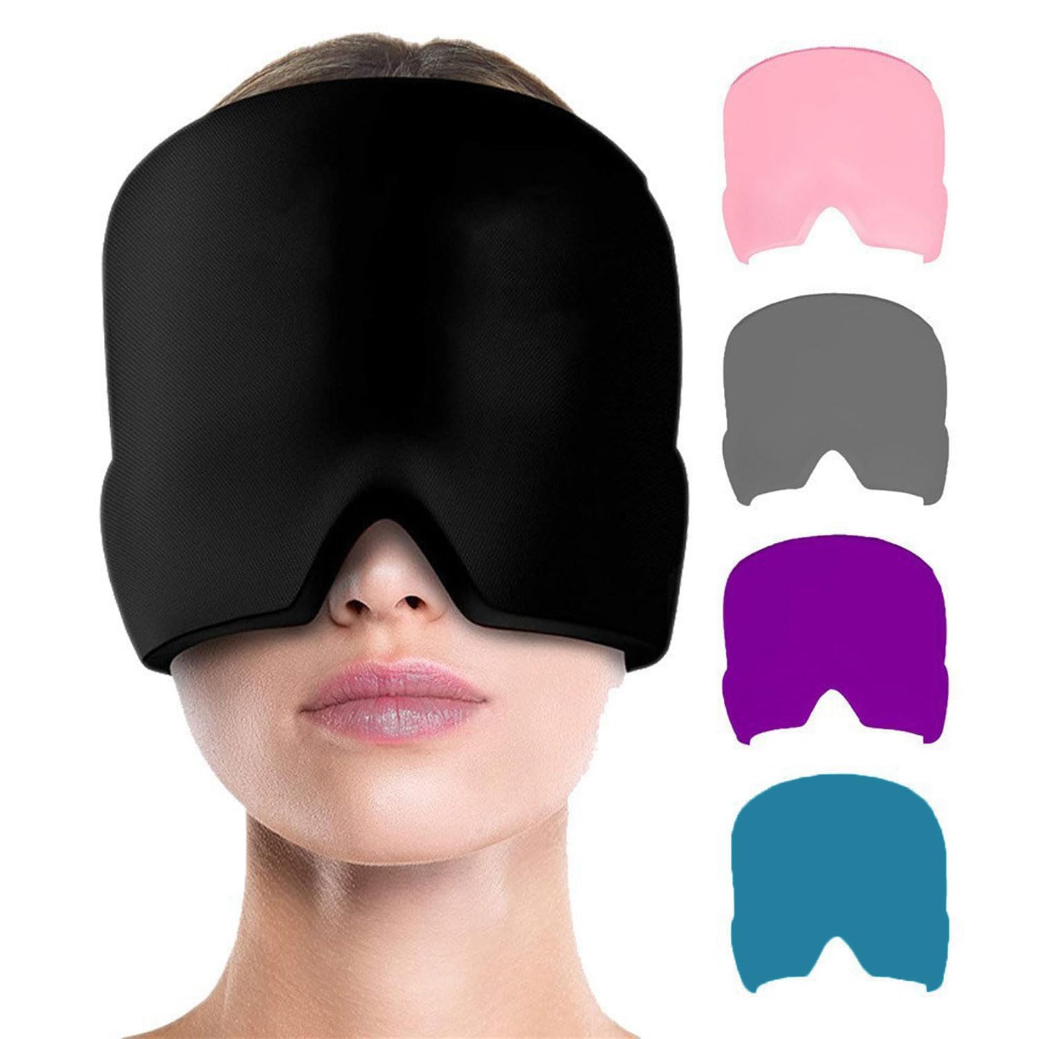 czapka łagodząca migrenę, Czapka łagodząca ból głowy Migrena Maska lodowo-żelowa(Black)