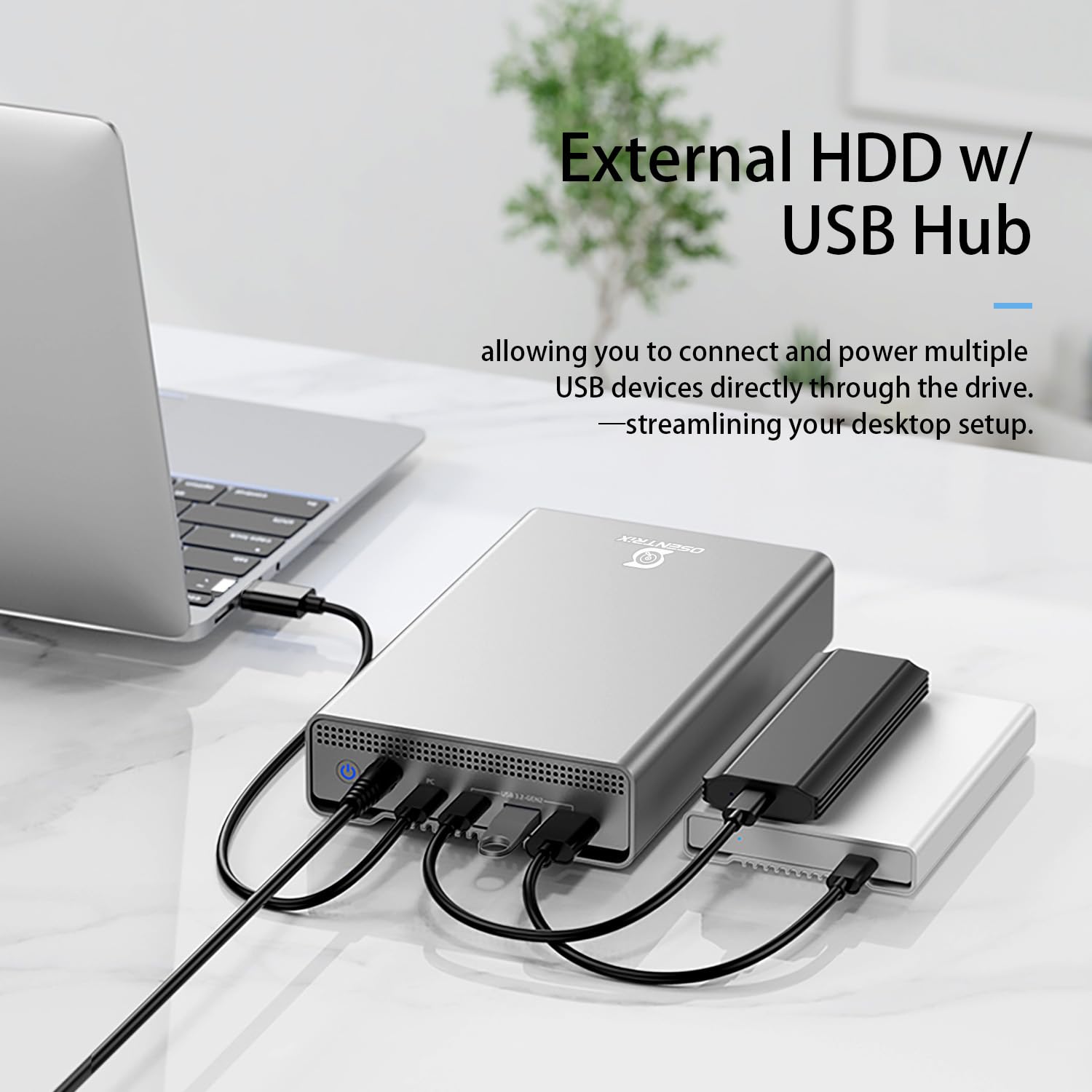 GX100 USB 3.2 Gen 2 USB-C esterno Hard Drive Enclosure con Hub USB per Windows o MacOS Desktop PC/Laptop (senza drive)