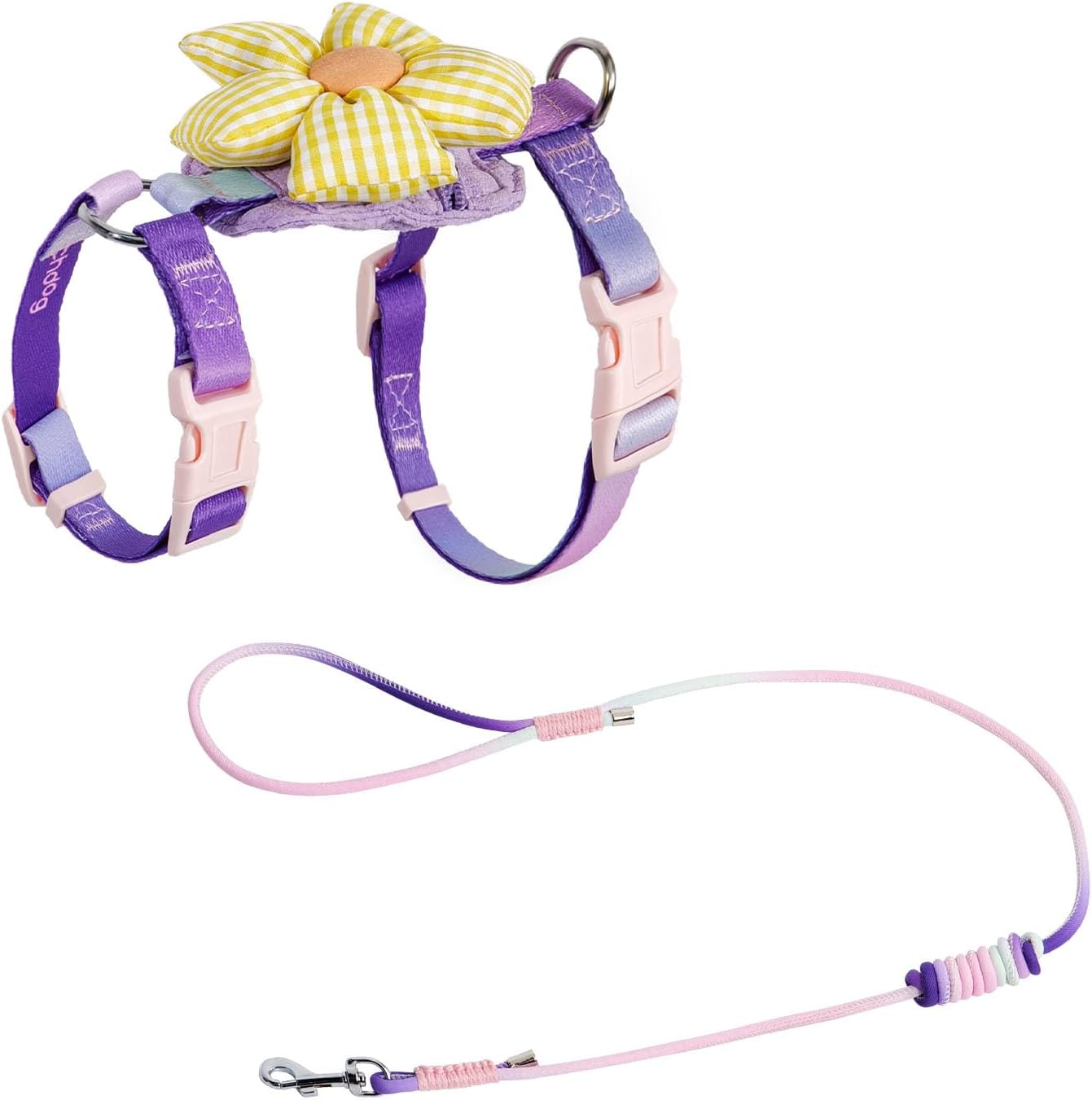 TOUCHDOG Cat Harness and Leash Set - Escape Proof Mesh Vest with Hidden AirTag GPS Pocket, Ultra-Lightweight 64g Safety Walking Harness for Kittens & Small Cats (Purple Lavender Twilight Kit, Medium)
