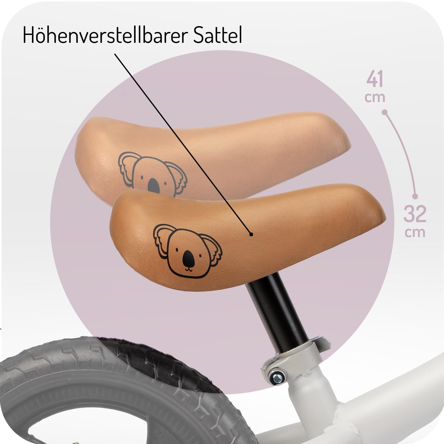 MoMi BREKI Kinderlaufrad für Mädchen und Jungen ab 3 Jahren (max. Körpergewicht 25 kg), Stabiler, Leichter Metallrahmen 3 kg, regulierbare Sattelhöhe mit Quick Release, pannensichere Eva-Räder