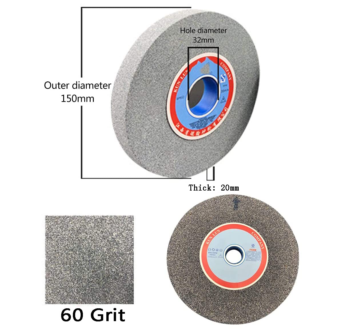 1 ściernica stołowa 150 mm x 32 20 | Brązowy korundowy materiał ścierny o ziarnistości 46-100 do ogólnego szlifowania stali stopowej stali węglowej(80 Grit)