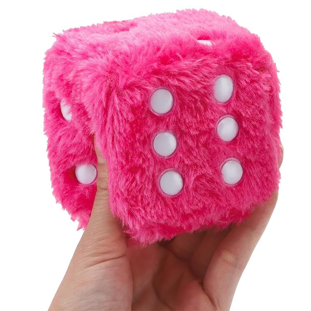 Un par de Adornos de Cubo de Felpa para Colgar en el Coche, Cubo de Felpa de Dados, Accesorios de Coche para Accesorios de Espejo retrovisor Interior (Rosa)