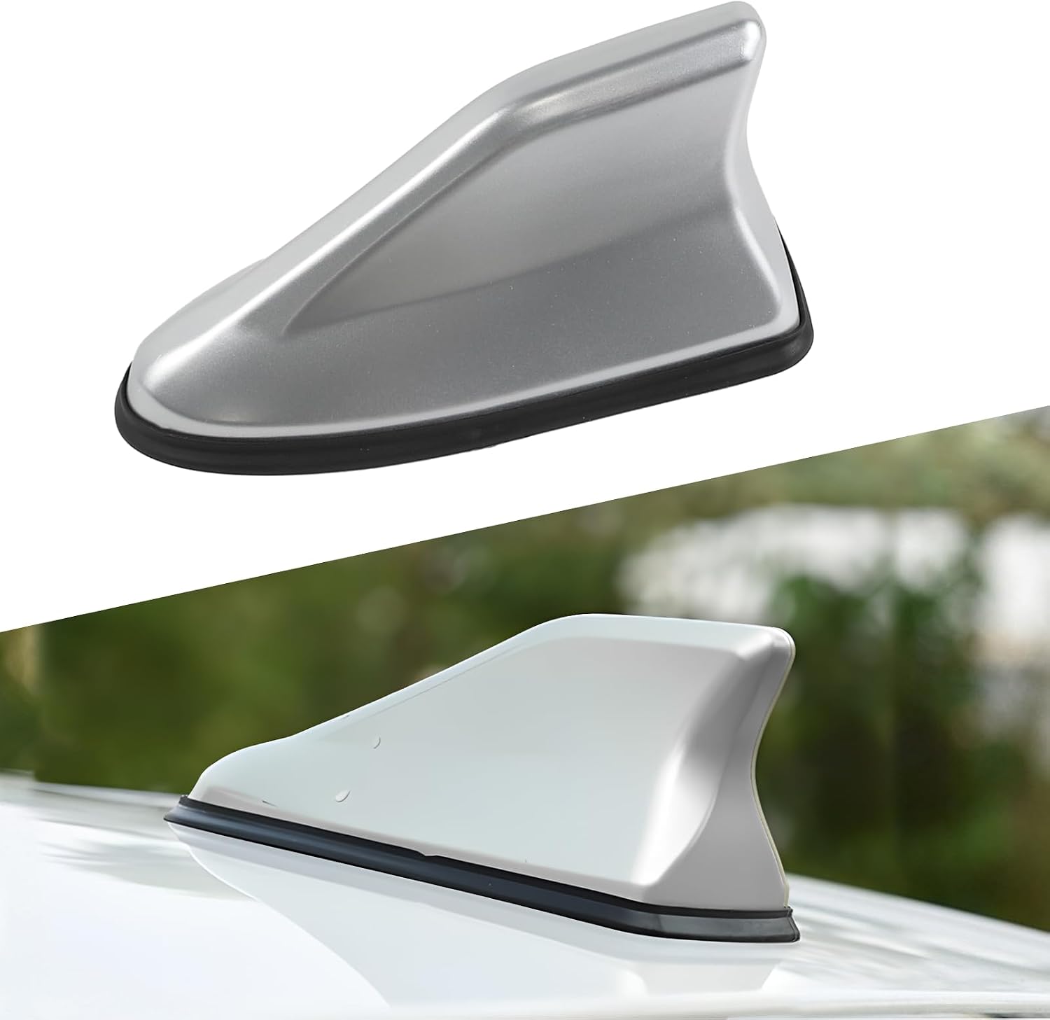 Shark Fin Antenna Cover for Car, Waterproof Car Roof Antenna Cover Decoration, Automotive Top Roof Aerial AM/FM Radio Signal Base, Universal Vehicle Exterior Accessories (Gray)