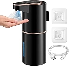 Costar Automatic Soap Dispenser for Wash Basin, Rechargeable Sensor Foaming Handwash Dispenser Wall Mount, 3-Speed Adjustable, Auto Foam Dispenser for Kitchen, Bathroom - Deluxe Version