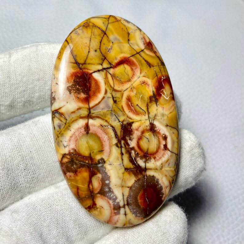 Cabochon jaspe œil d'oiseau 58x36mm pierre naturelle ovale pour création pendentif - 4