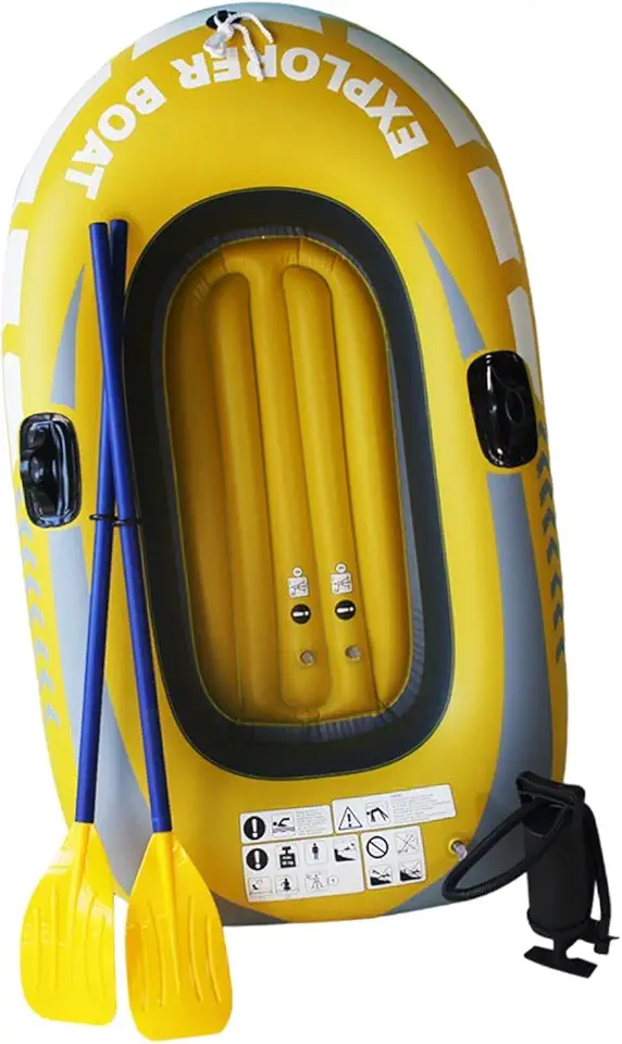 Colaxi Barco de pesca inflável, caiaque inflável, com travas de remo, de PVC, barco ao ar livre para turismo, lagoas, pesca