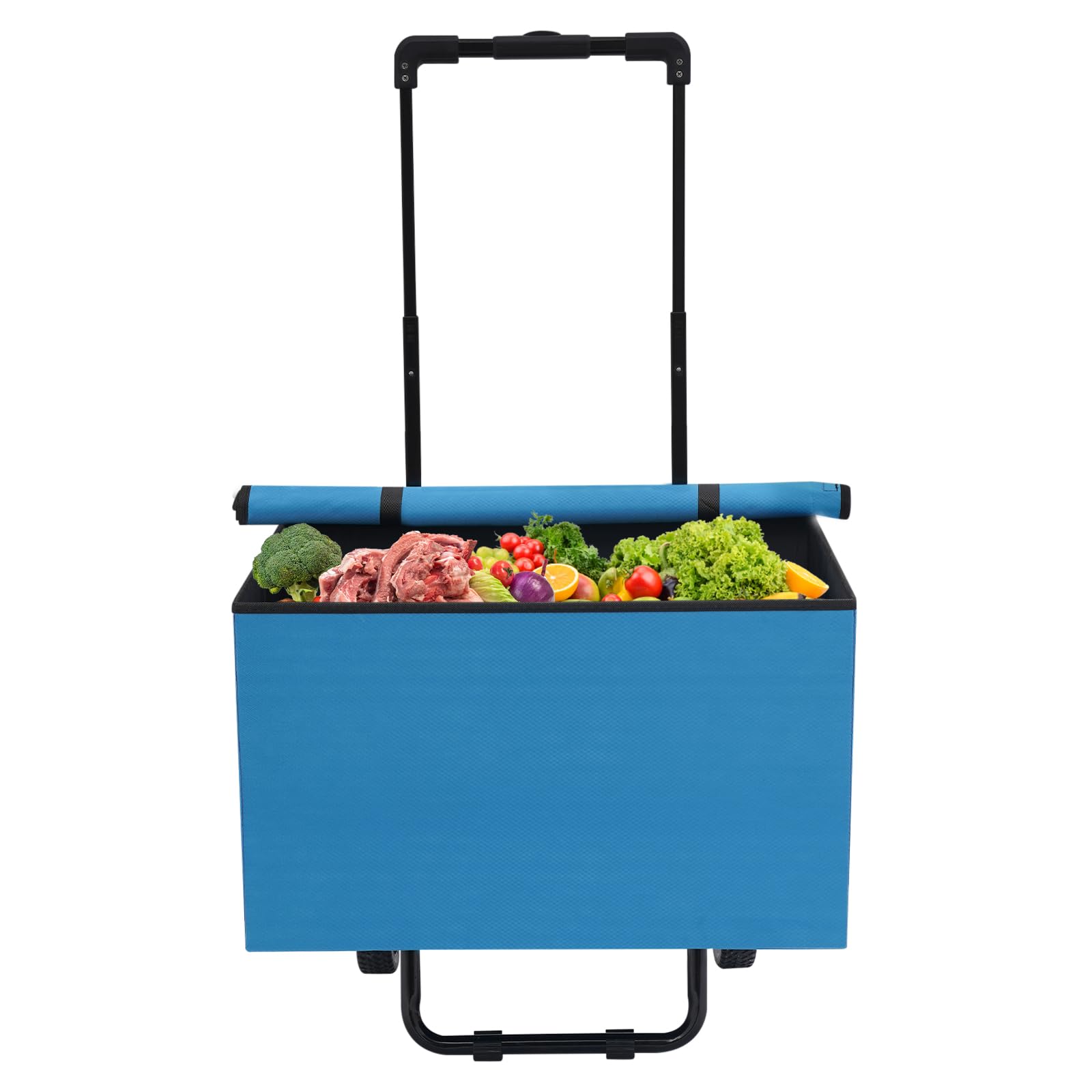 Einkaufstrolley Klappbar, Großer 64L Einkaufswagen mit Abdeckung & Tragfähigkeit 80kg, Leichtlaufräder und Faltbar – Praktischer Shopping Trolley für Supermarkt, Reisen und Alltag