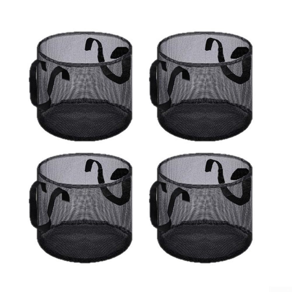 QuivyLivy 4 Pack Mesh Pond Plant Baskets, Submersible PVC Garden Mesh Bags with Handles for Water Lily Growing Containers and Lotus Flower Storage, Black(round)