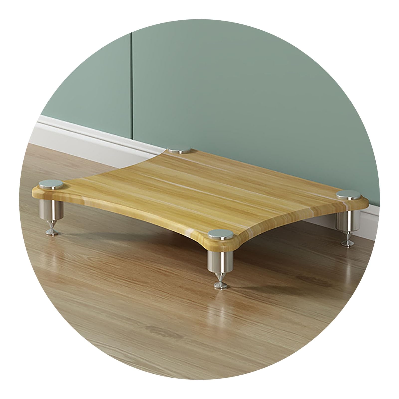 Armoire en bois massif avec pieds absorbant les chocs pour amplificateurs, appareils de diffusion en continu, haut-parleurs – Support audio en bois à 1 niveau pour une meilleure qualité sonore
