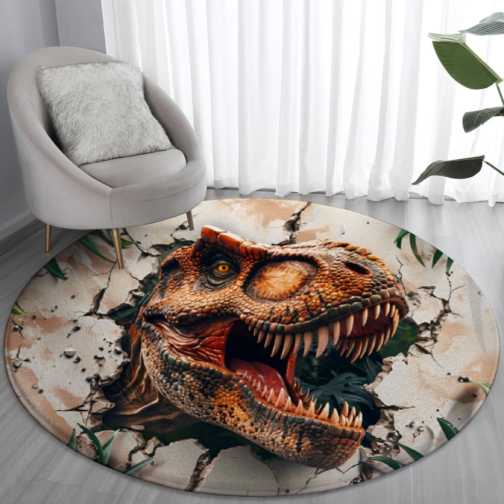 Amazon.com: Dinosaur Round Rug 4 ft - Washable & Non-Slip Soft