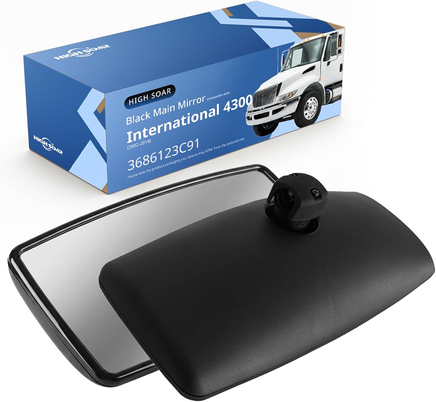 High Soar Black Main Mirror for International 4300, Rear View Main Mirror for International Durastar 4300 4400 7400 7600 8500 8600 Workstar Transtar Prostar Lonestar