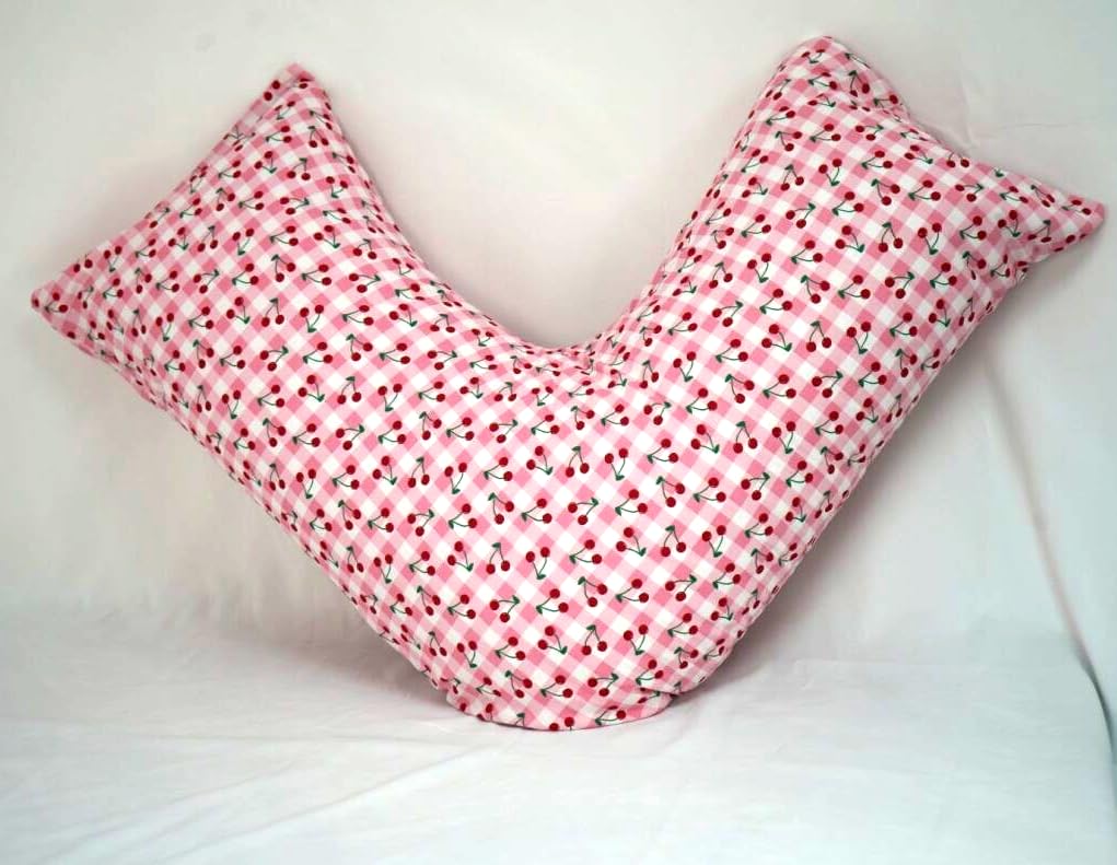 CHILIMILII V Shaped Orthopaedic Pillow with Printed Cover 74x34cm- Extra Filled with Virgin Hollow Fibre - Maternity & Pregnancy Support- Anti Allergy Triangle pillows for Adults (Pattern # 12)