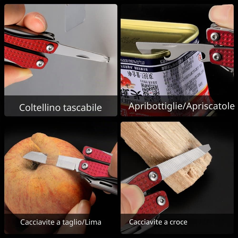NexTool Mini Flagship Multitool, 10 In 1 Coltello Multiuso Pinza Multiuso Sattrezzo Multifunzione con Coltellino Apribottiglie Forbici Regali per la Festa del Papa, Regalo Festa del Papà-Rosso