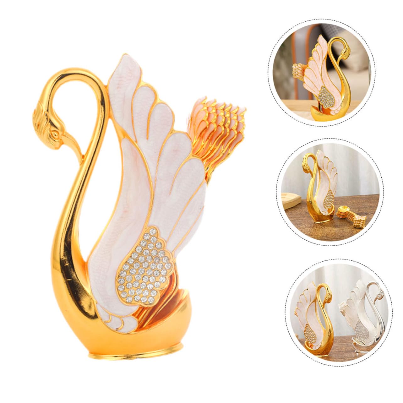 Cucharas de Café y Postre con Base Cisne Dorada Diseño Ergonómico y Superficie Pulida Cucharillas Versátiles para Servir y Condimentar Restaurante y Hogar