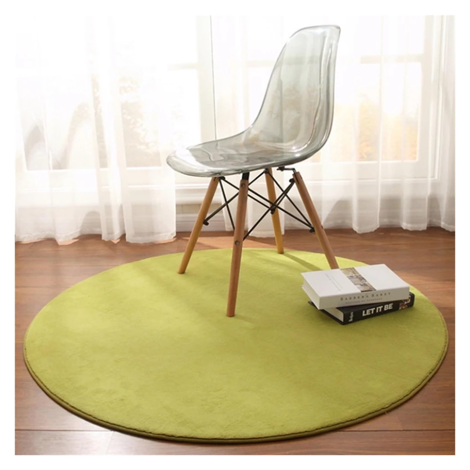 Tapis rond en molleton de corail vert Ø80cm pour salon