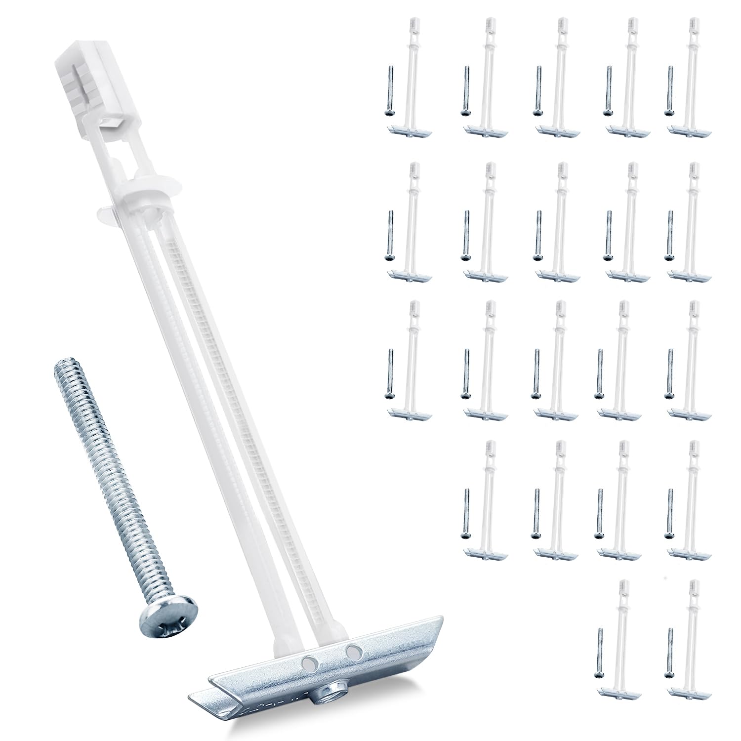 Anclaje para paneles de yeso con pernos incluidos para tamaño de cierre de 1/4 a 20, kit de anclajes huecos resistentes para montaje de TV, anclajes de pared de acero inoxidable con capacidad para
