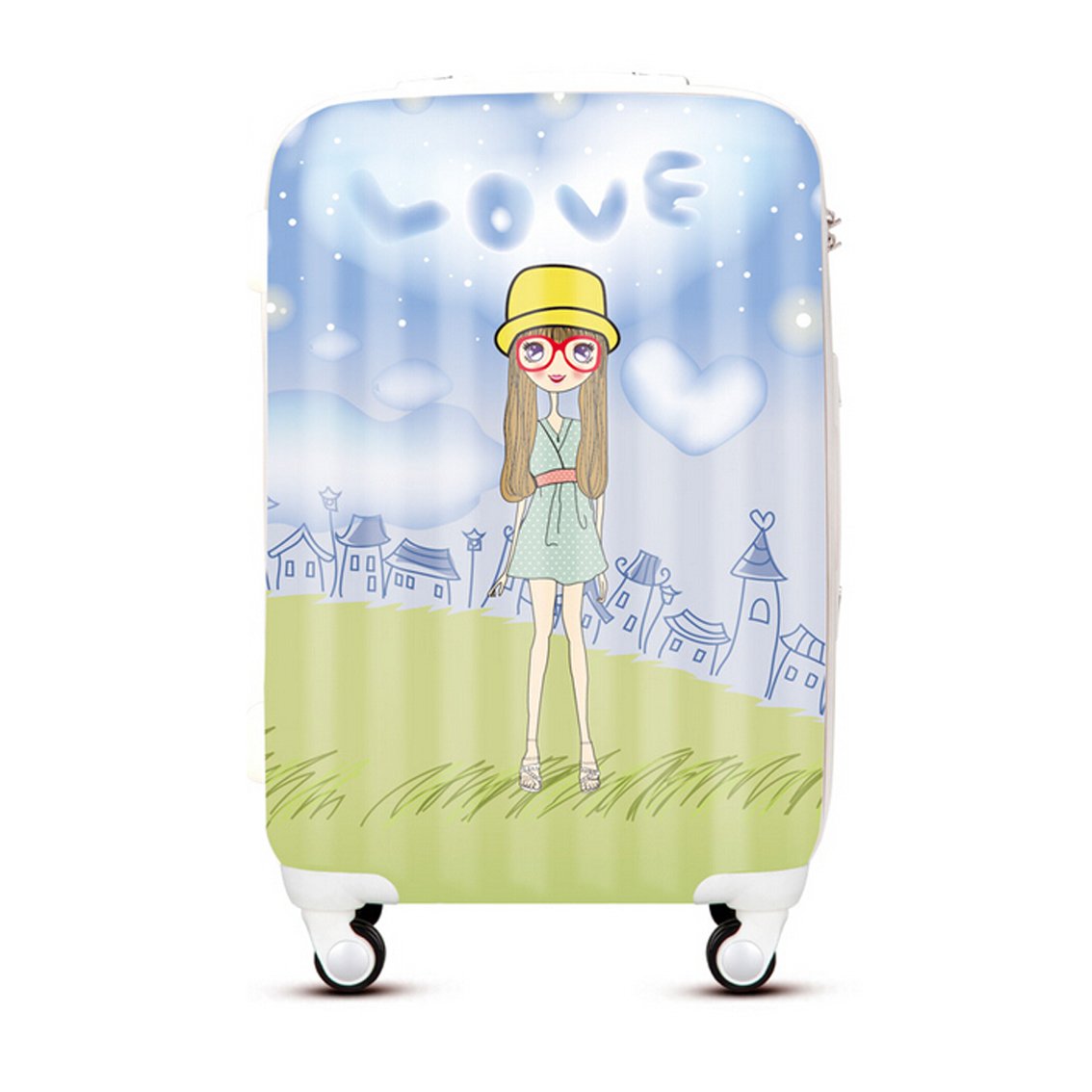 14'' 18'' 20'' Love Print Carry on Rolling Travel Luggage on Wheels