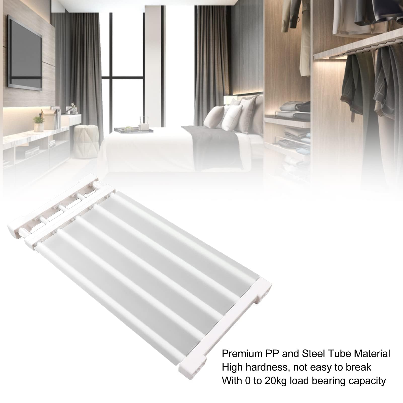 Szafa Napinająca Półka DIY Przegroda Separator Półki Rozkładana Przegroda do Szafy regał Magazynowy do Szafy Szafkowej (Długość 50-80 cm / 19,7-31,5 cala)