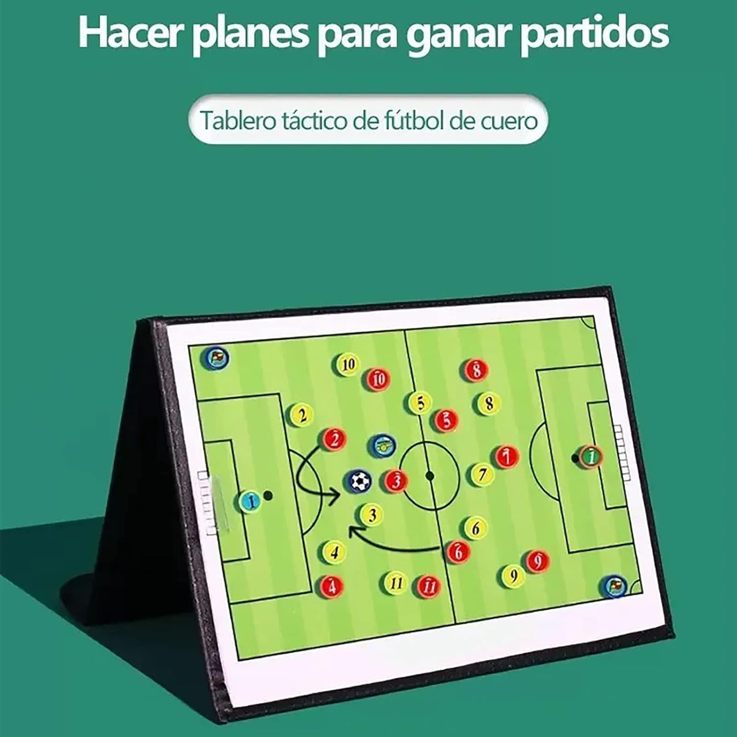 Keenso Magnetic Soccer Coaching Board, Strong Magnetism Soccer Coaching Board, 2 in 1 Foldable Strategy Clipboard for Teaching Training with Marker Pen, Number Card